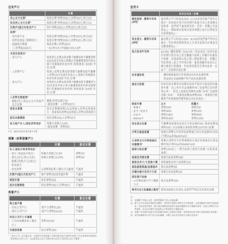 香港華僑永亨銀行其他費(fèi)用2